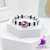 Enamel Crystal Stone Elastic Cord Watch