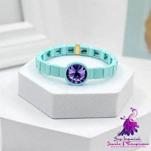 Enamel Crystal Stone Elastic Cord Watch