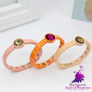 Enamel Crystal Stone Elastic Cord Watch