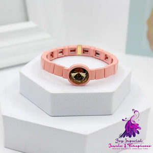 Enamel Crystal Stone Elastic Cord Watch