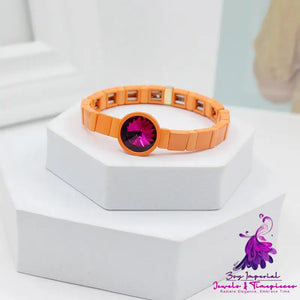 Enamel Crystal Stone Elastic Cord Watch