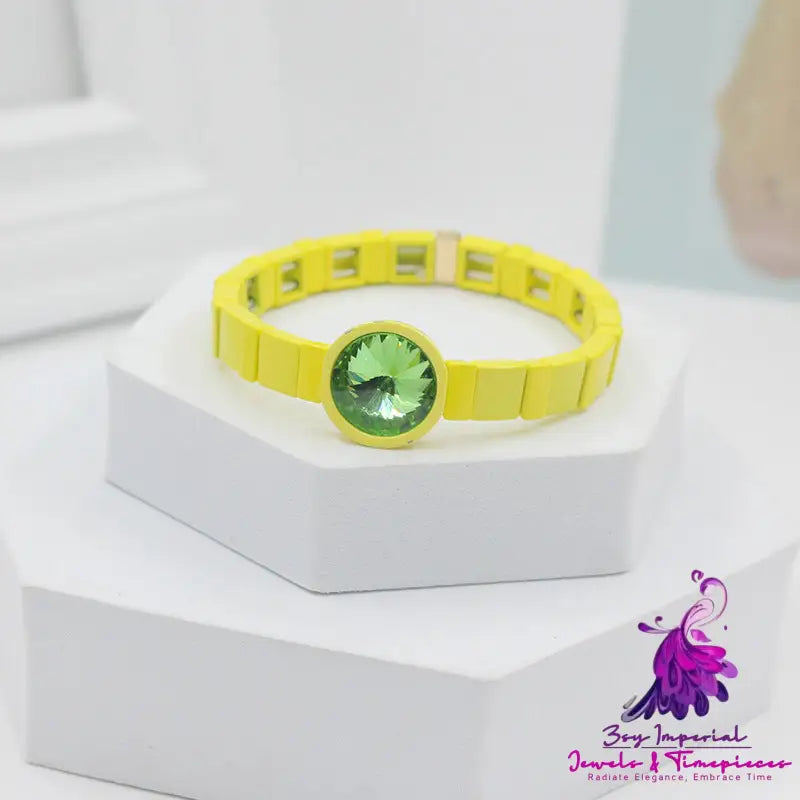 Enamel Crystal Stone Elastic Cord Watch