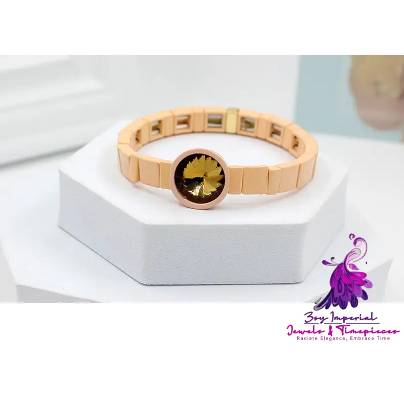 Enamel Crystal Stone Elastic Cord Watch