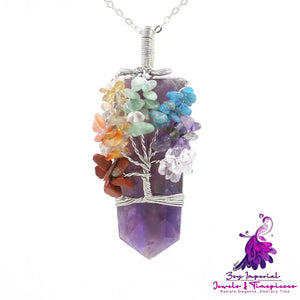 Crystal Tree Of Life Pendant Necklace