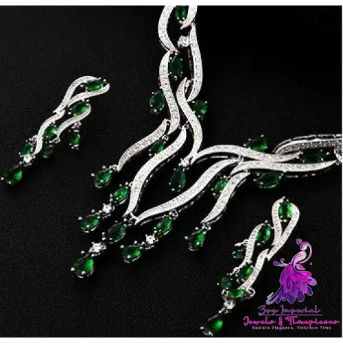 Crystal Zircon Tassel Jewelry Set