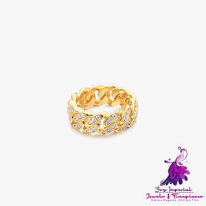 Shining Full Diamond Cuban Ring