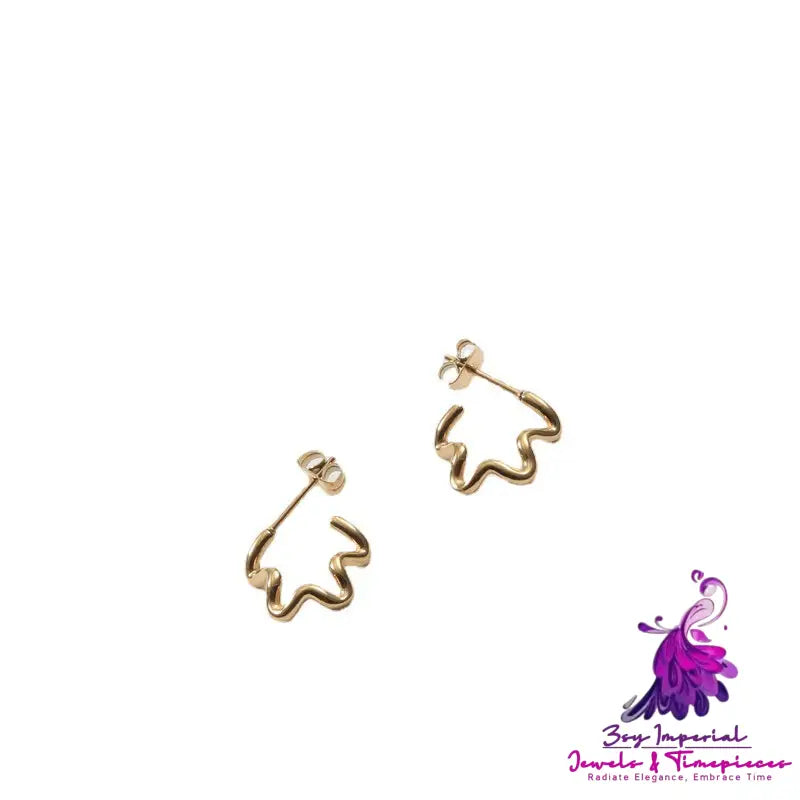 Art Curve Bending And Folding Small C Earrings