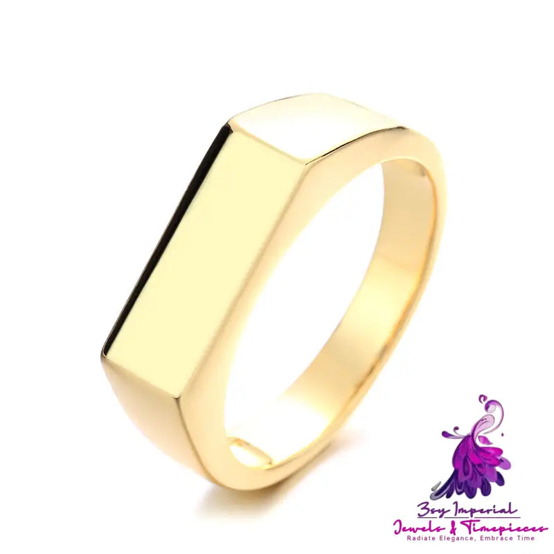 Curved Rectangular Smooth Finish Ring