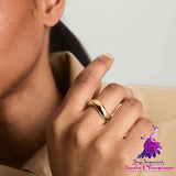 Curved Ring Titanium Steel Plated 18K Gold