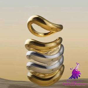 Curved Ring Titanium Steel Plated 18K Gold