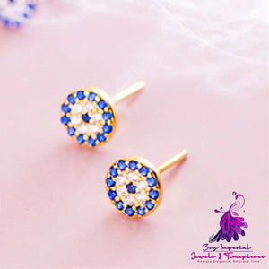 S925 Silver Demon Eye Stud Cute Full Of Drill