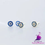 S925 Silver Demon Eye Stud Cute Full Of Drill