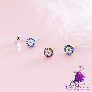 S925 Silver Demon Eye Stud Cute Full Of Drill