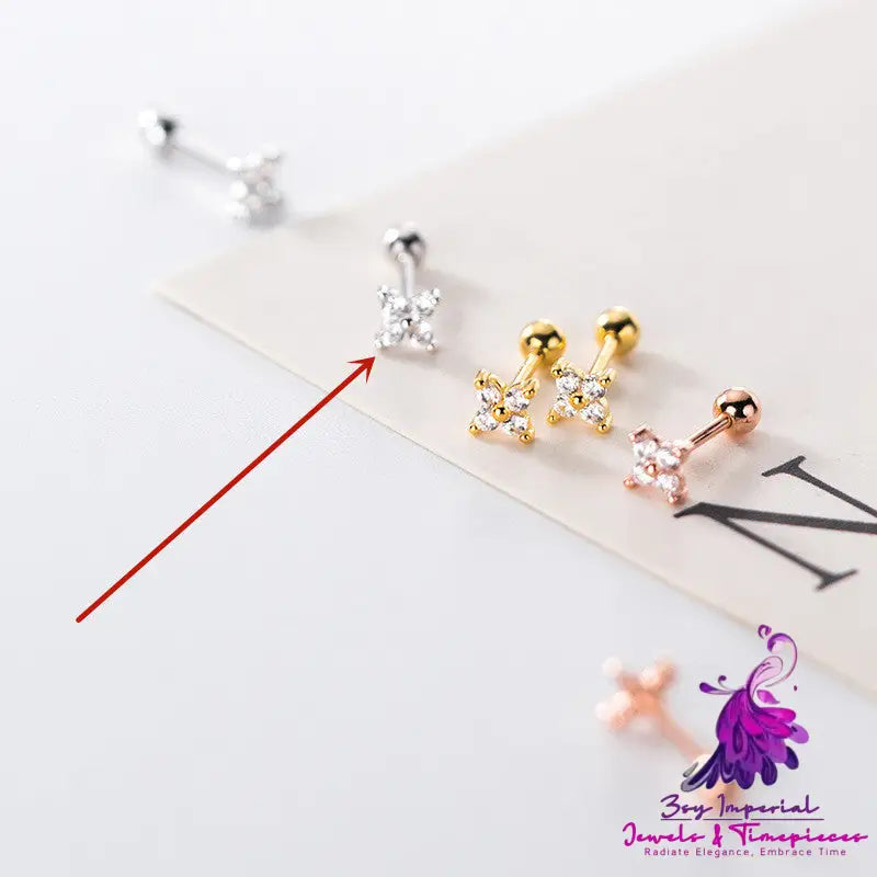 Diamond Flower Stud Earrings