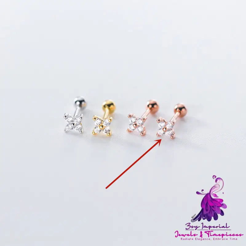 Diamond Flower Stud Earrings