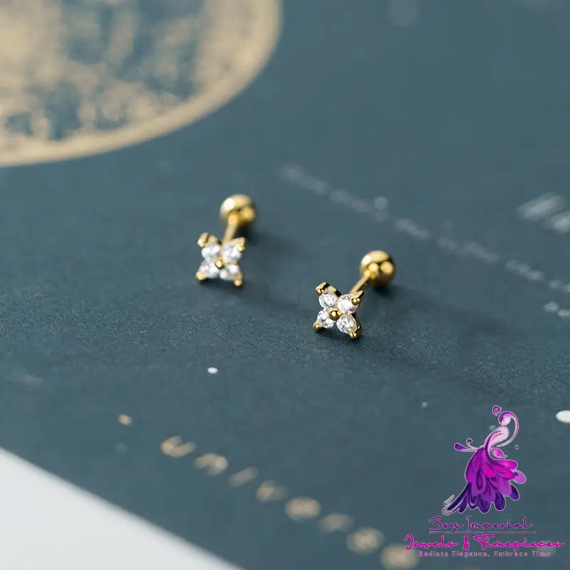 Diamond Flower Stud Earrings