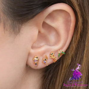 Cute Silver Pin Copper Plated Gold Earrings