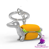 Dachshund Hot Dog Keychain Pendant