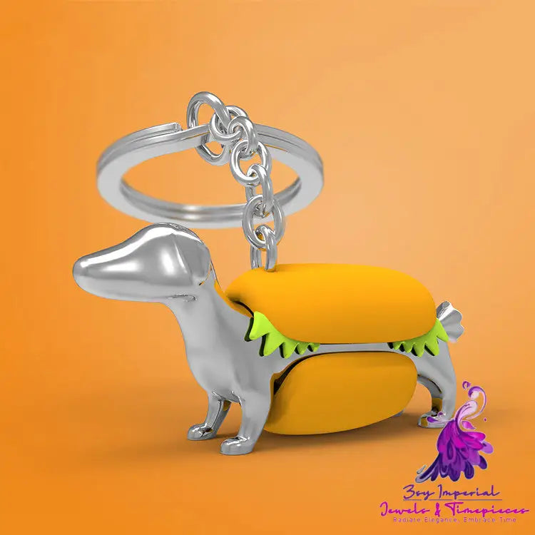 Dachshund Hot Dog Keychain Pendant