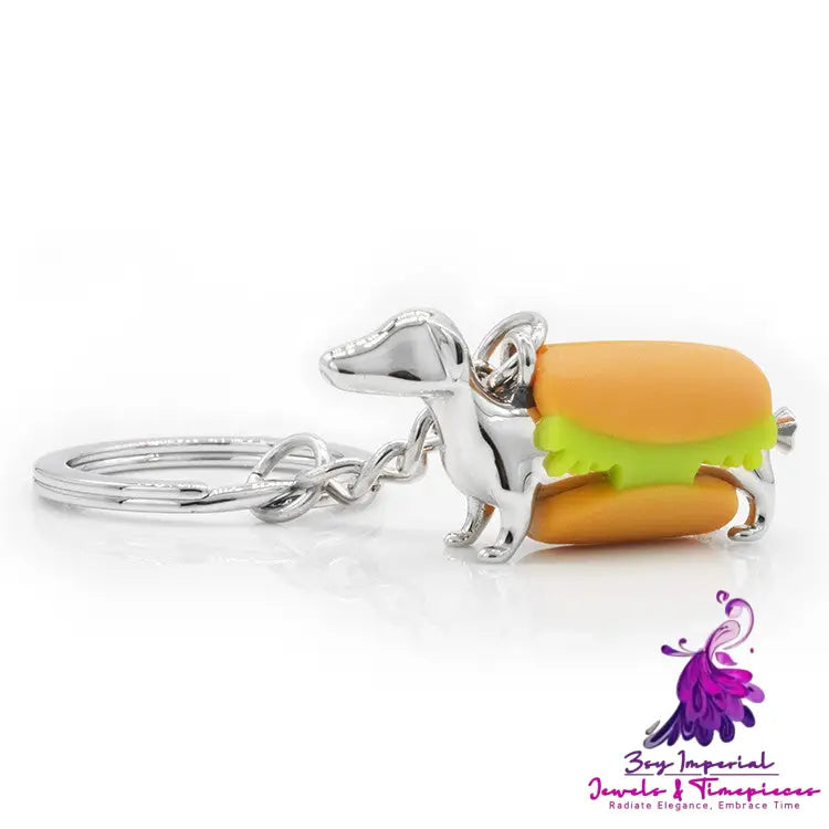 Dachshund Hot Dog Keychain Pendant