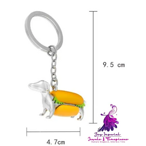 Dachshund Hot Dog Keychain Pendant