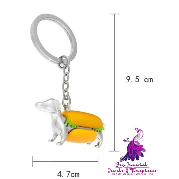 Dachshund Hot Dog Keychain Pendant