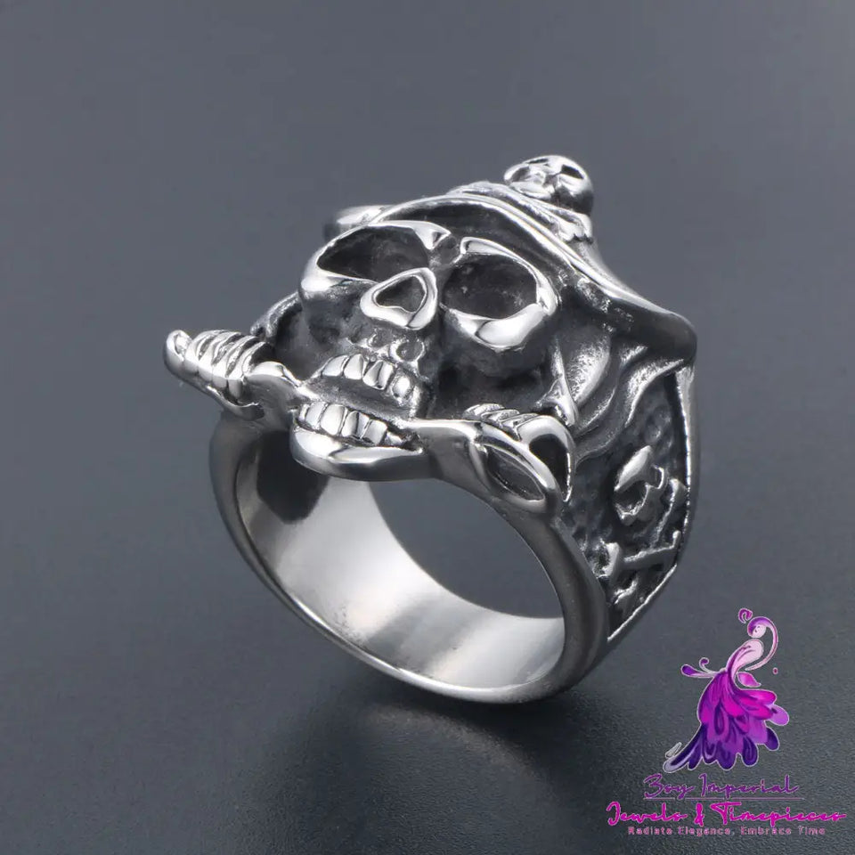 Skull Dagger Retro Ring