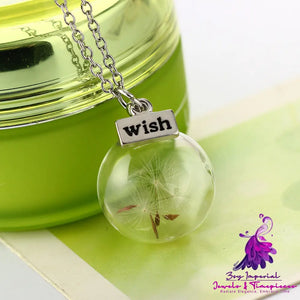 Dandelion Flower Seed Glass Cover Pendant Necklace