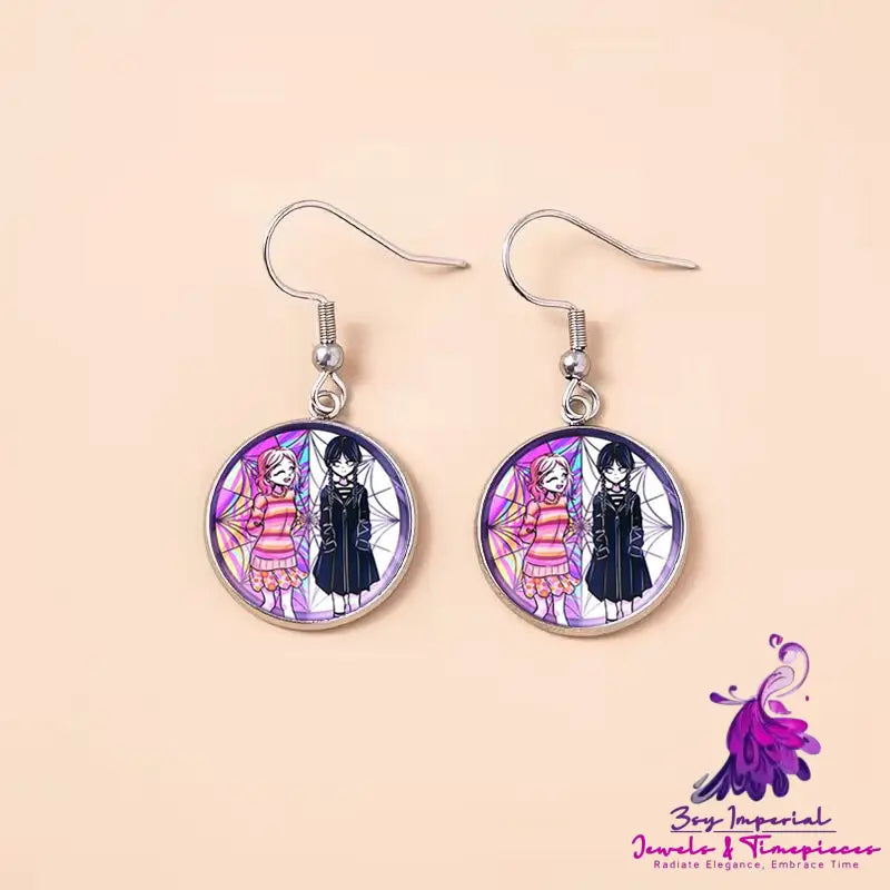 Punk Glass Dome Dangle Earrings