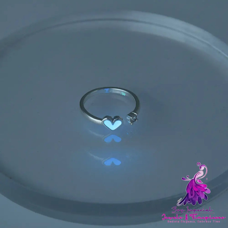 Dark Blue Heart Zircon Ring