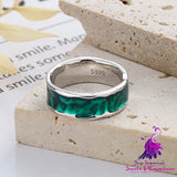 Sterling Silver Green Pattern Epoxy Ring