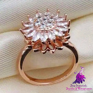 Rotating Full Diamond Sunflower Ring