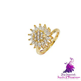 Rotating Full Diamond Sunflower Ring