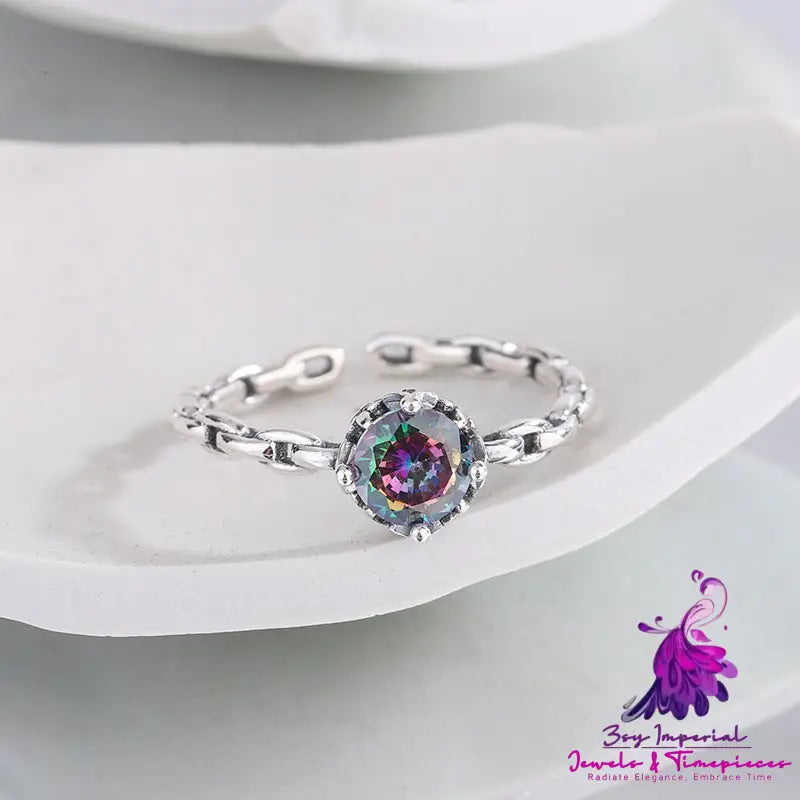 Multicolor Zircon Chain Ring