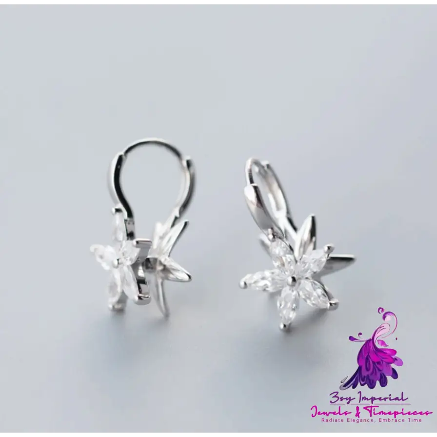 Diamond Flower Stud Earrings