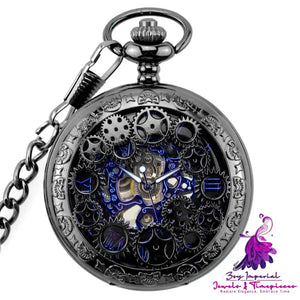 Gun Black Vintage Flip Pocket Watch