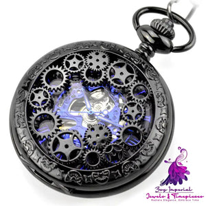 Gun Black Vintage Flip Pocket Watch