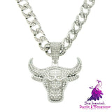 Cubic Cow Head Pendant Chain