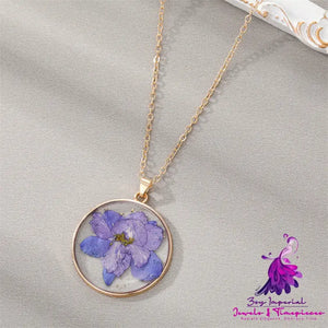 Resin Dried Flower Necklace