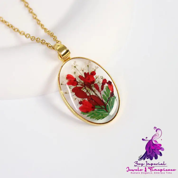 Resin Dried Flower Necklace