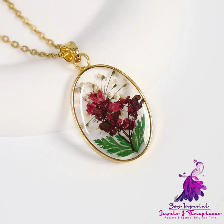 Resin Dried Flower Necklace