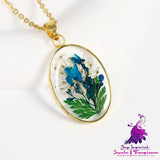 Resin Dried Flower Necklace