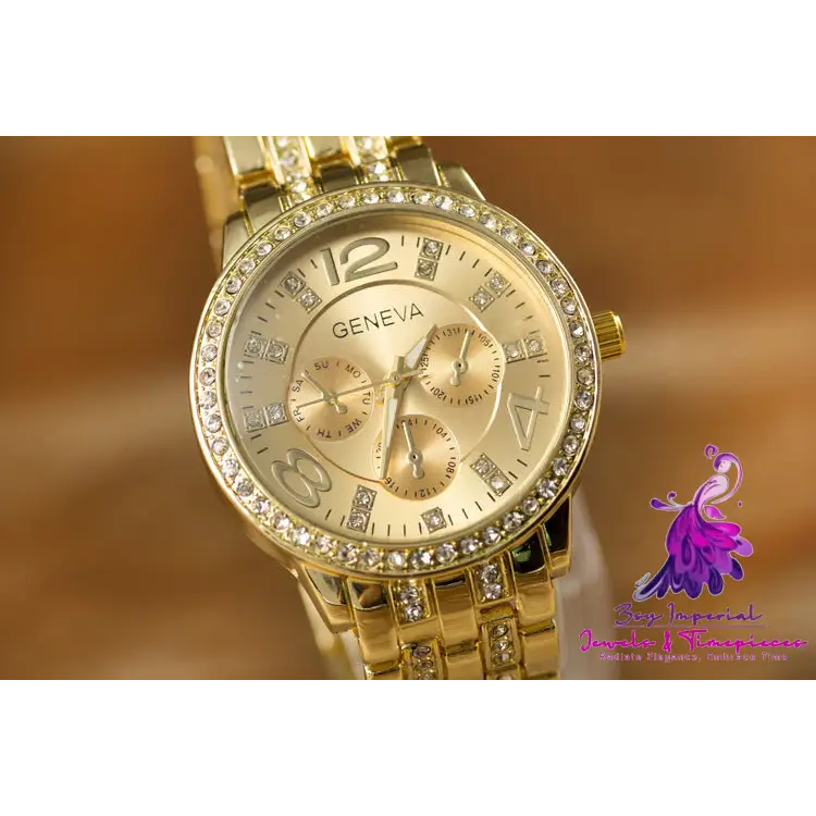 Geneva Fashion Diamond Alloy Watch