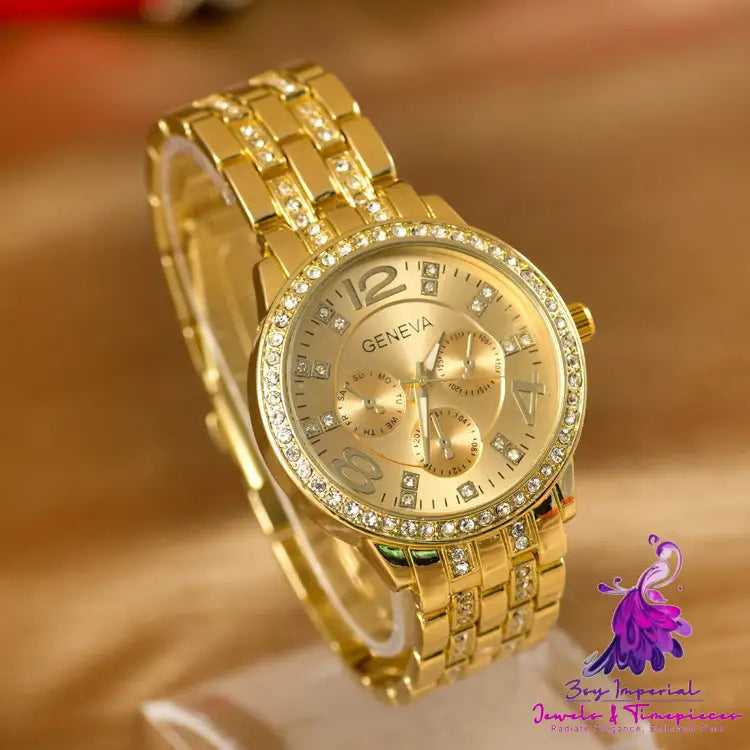 Geneva Fashion Diamond Alloy Watch