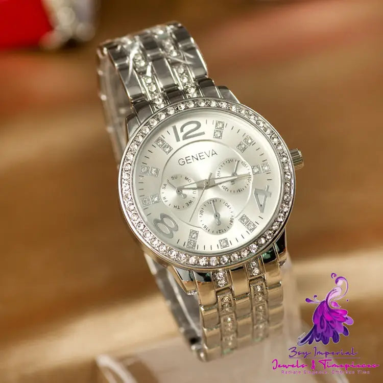 Geneva Fashion Diamond Alloy Watch