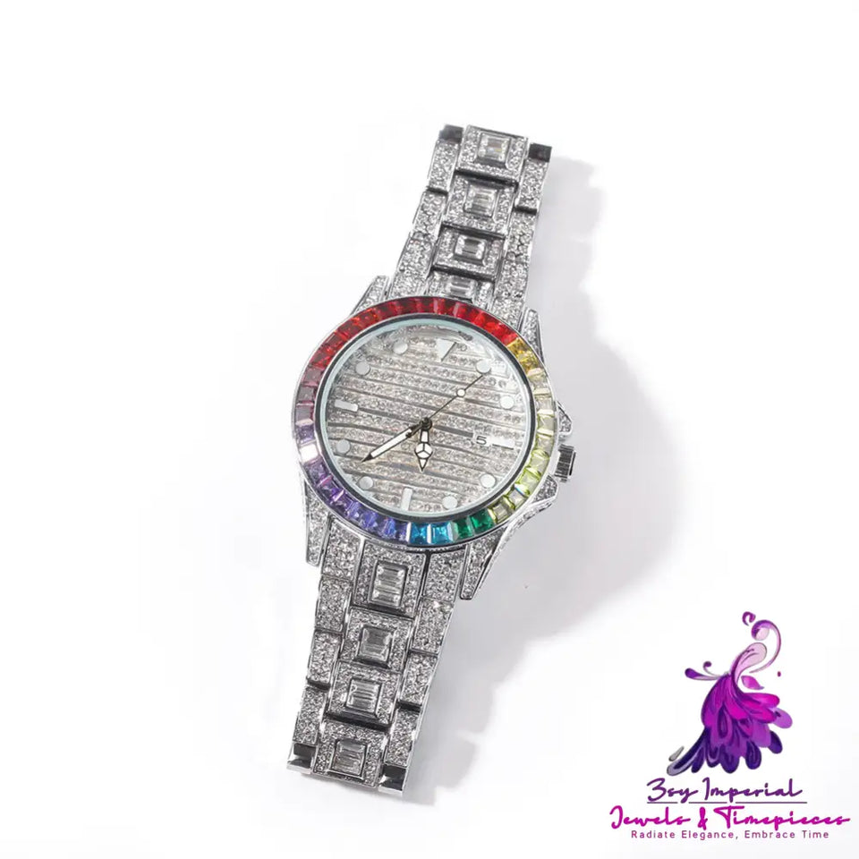 Diamond Butterfly Double Button Quartz Watch