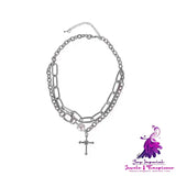 Diamond Cross Pearl Necklace