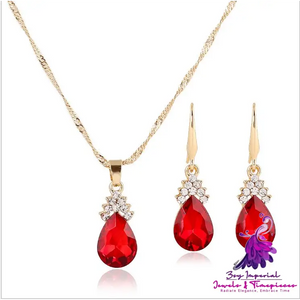 Diamond Crystal Necklace and Earrings Set