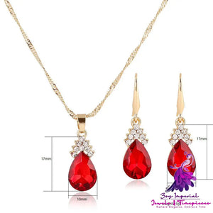 Diamond Crystal Necklace and Earrings Set