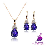 Diamond Crystal Necklace and Earrings Set